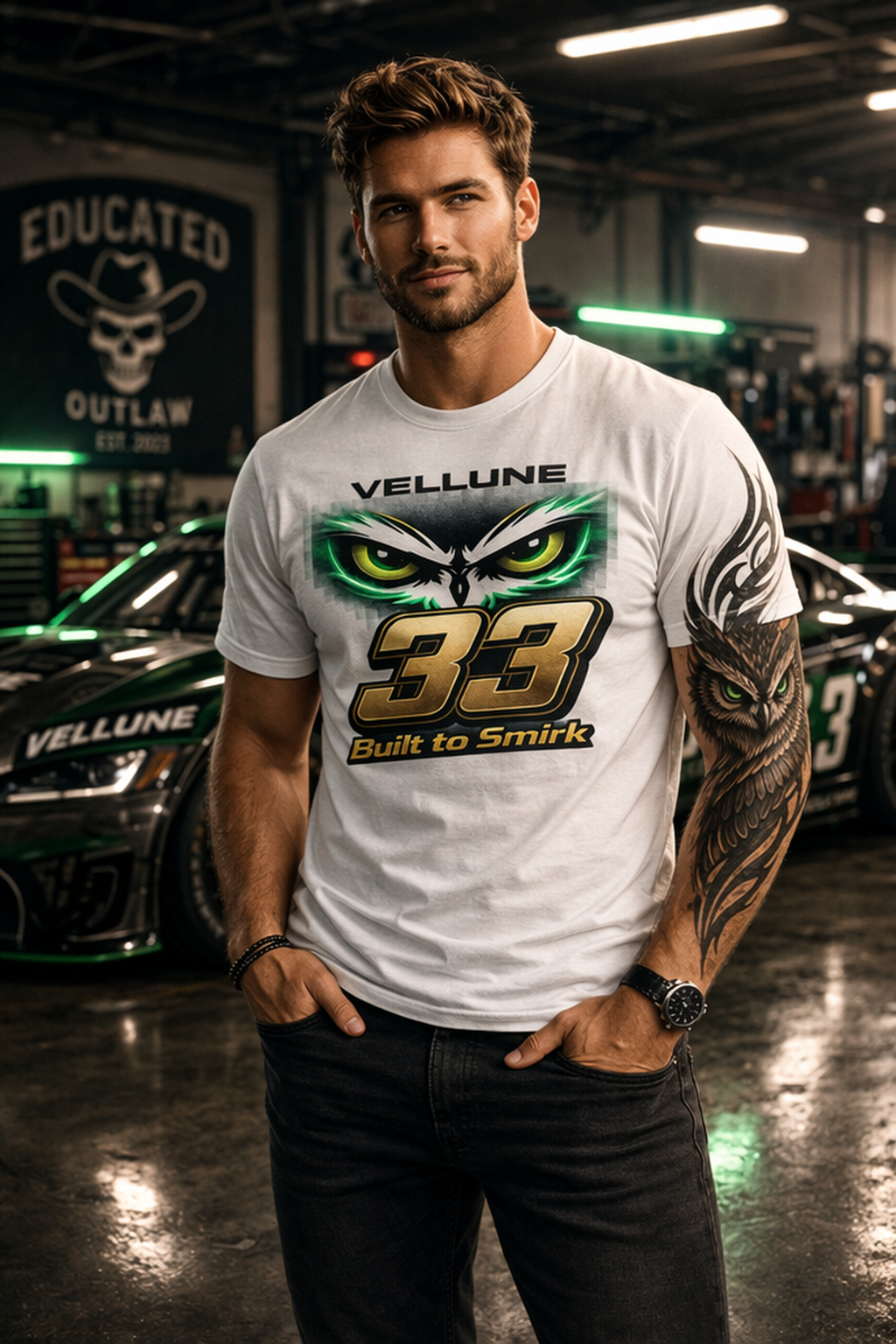 Vellune #33 “Built to Smirk” Tee – White Edition
